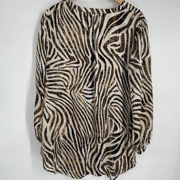 Chico’s Tunic Women’s Large Flowy Animal Print Romantic Feminine Balloon Sleeve - Picture 2 of 8